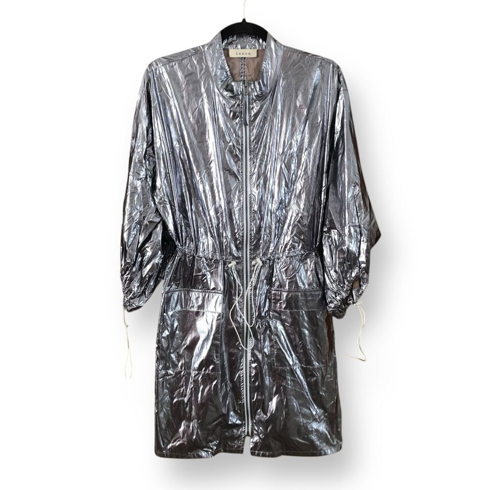 Lenon Metallic Silver Jacket NWOT Sample Piece Size Small Sporty Futuristic